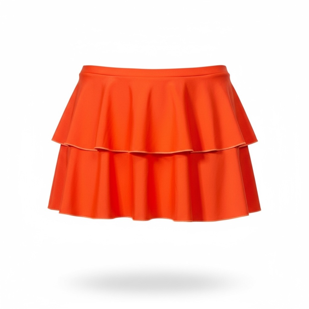 NWT - Latin Angel Tiered Mini Dance Skirt Orange Lycra Size XXL